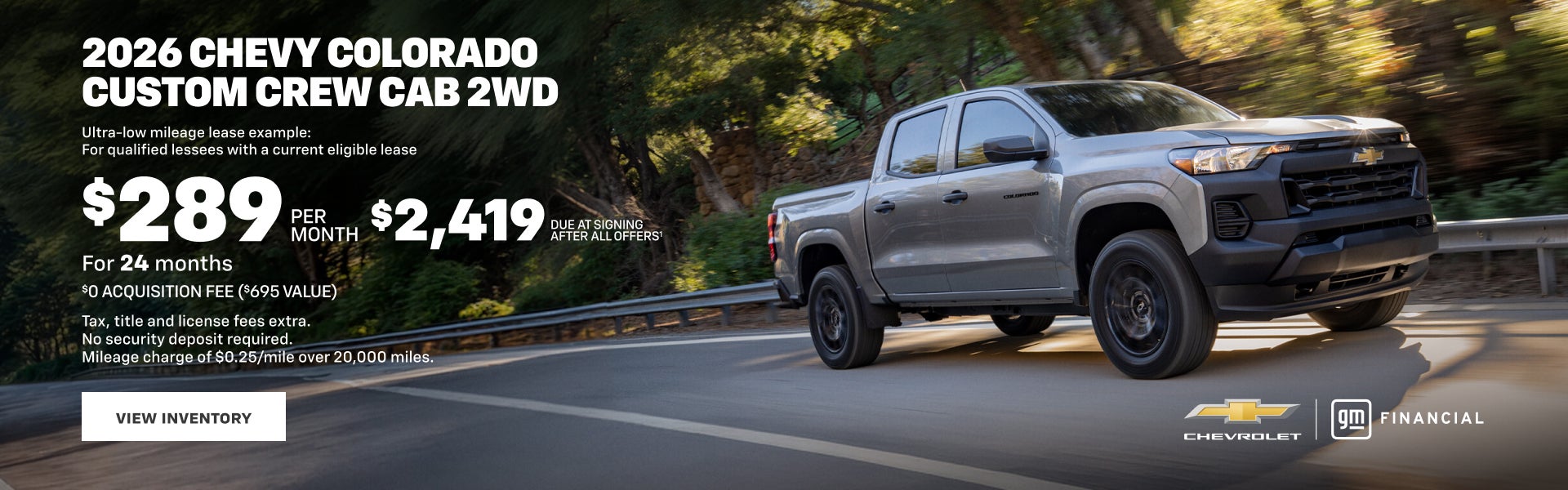 2026 Chevy Colorado Custom Crew Cab 2WD. Ultra-low mileage lease example:for qualified lessees wi...